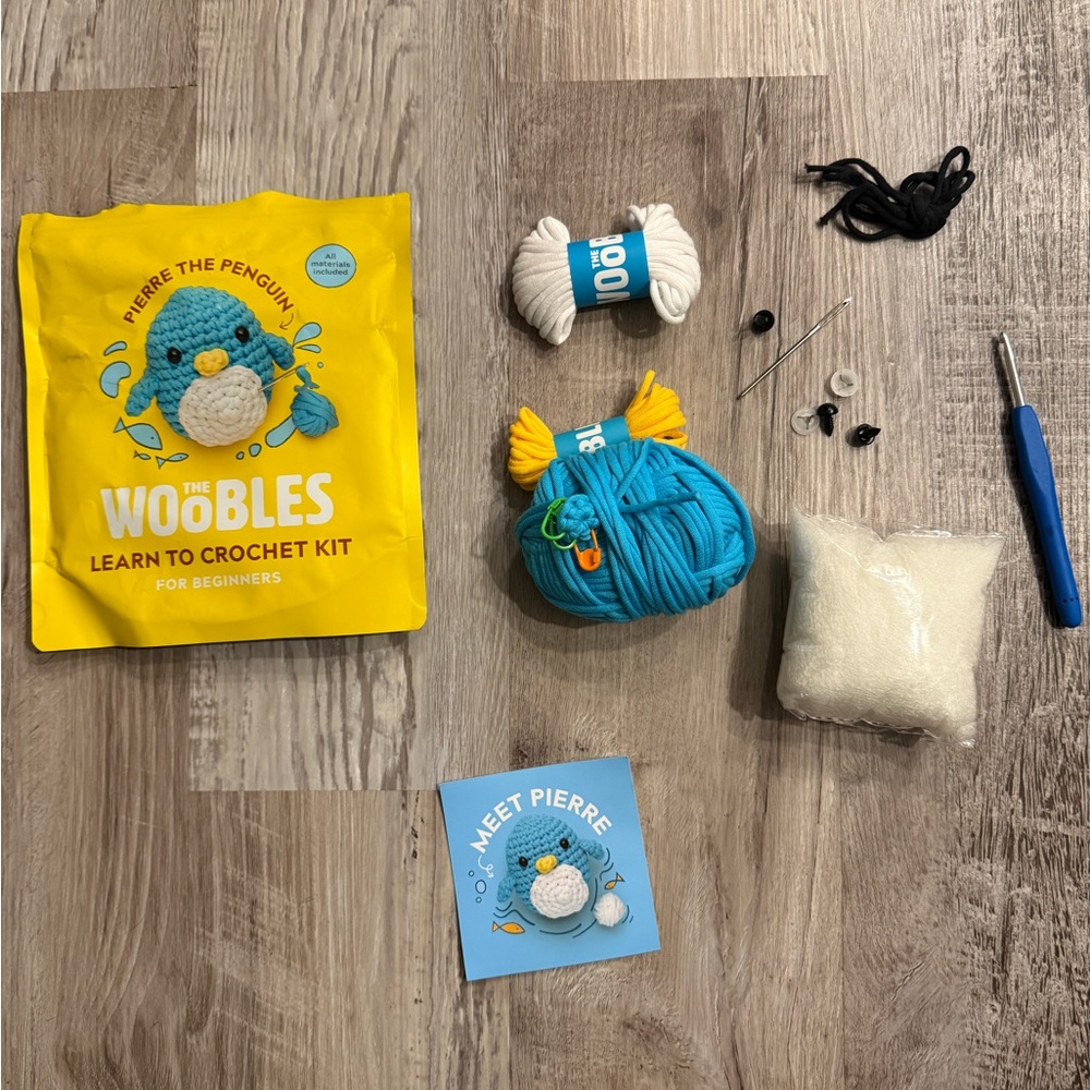 Pierre the Penguin Crochet Kit - Blue and Yellow